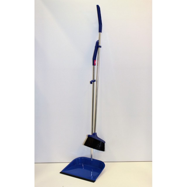 McLean broom and dustpan set, metal, blue