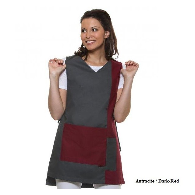 Worksmock Marilies apron, 215 g/m2, Anthracite / Dark Red, III (XL/2XL)