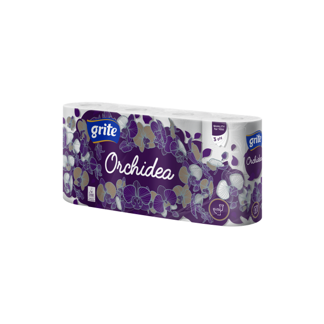 Tualettpaber Grite Orchidea 3-kihiline 8rl/pk, 21m rullis (7pk/kiles) | Pesumati Trade