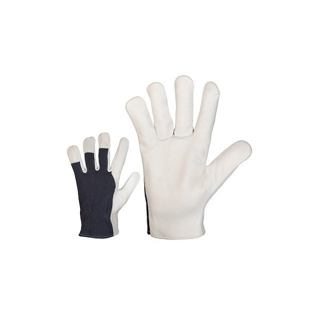 Goatskin gloves, blue cloth, size M