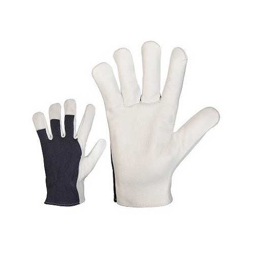 Goatskin gloves, blue cloth, size M