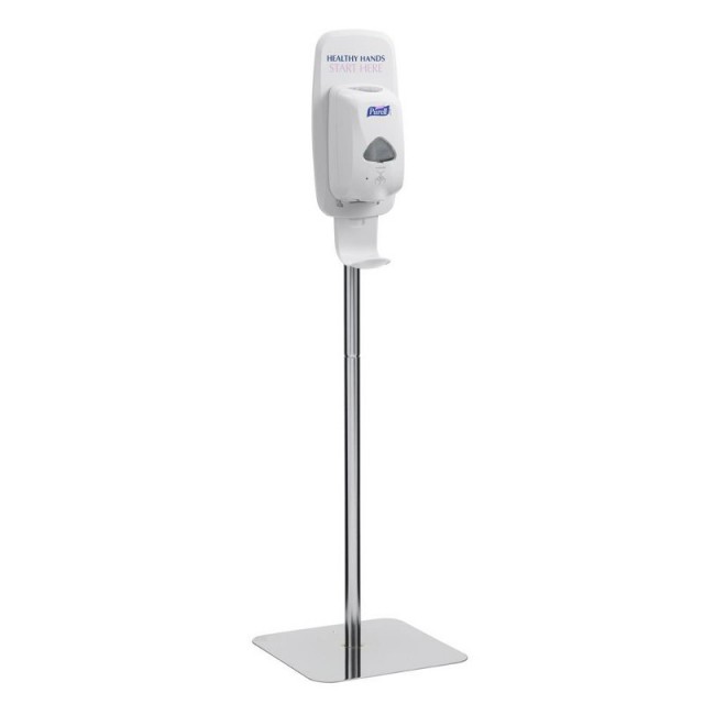 Floor stand for PURELL LTX and TFX dispensers, matte silver