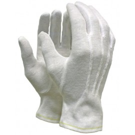 Seamless cotton glove liners, size L/9, white with white edge